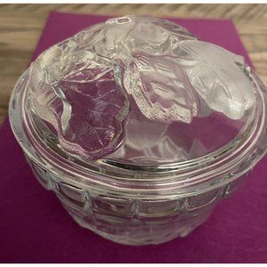 Vintage Round Frosted Glass Trinket /Candy Dish